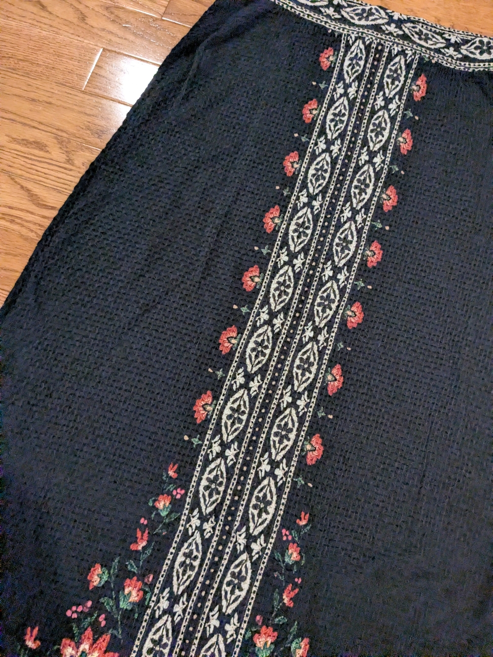 Farm Rio Mixed Print Black Maxi Skirt Ribbed Floral Knit NWT Medium - Picture 3 of 15